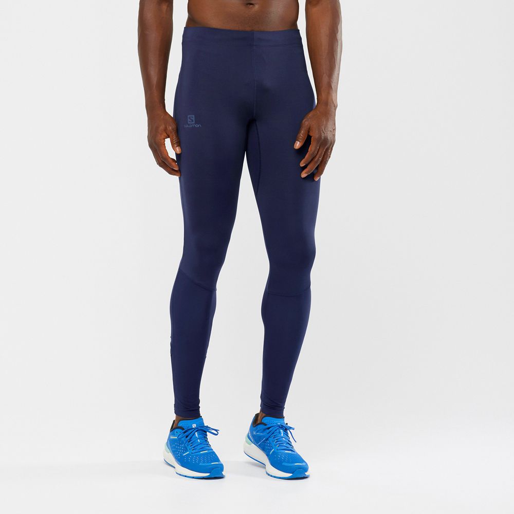 SALOMON AGILE LONG Philippines - Men's Tights - Navy | 628417-WSF